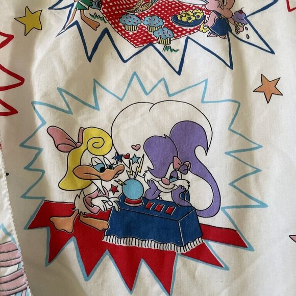 Vintage Tiny Toon Adventures 1990 Cartoon Twin Flat Sheet Cutter Fabric - Picture 9 of 13